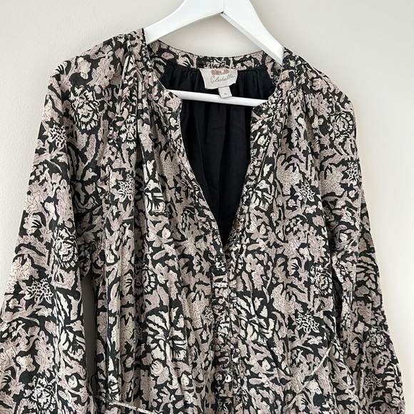 Cleobella Mylah Mini Dress Size Medium Ruffle Floral Organic Cotton Button Down - Picture 11 of 16